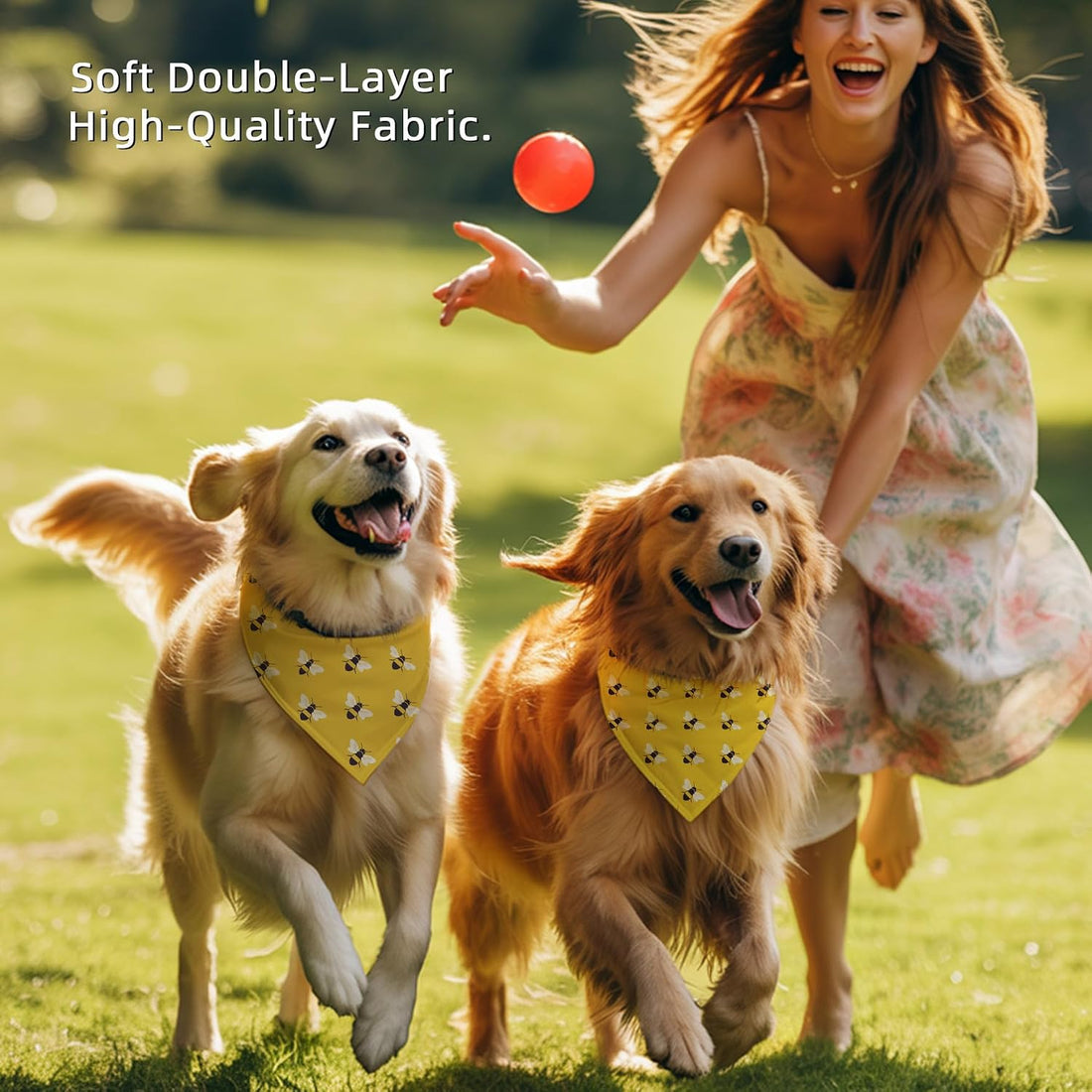 Yellow Bees Dog Bandanas, Honeybee Dog Scarf