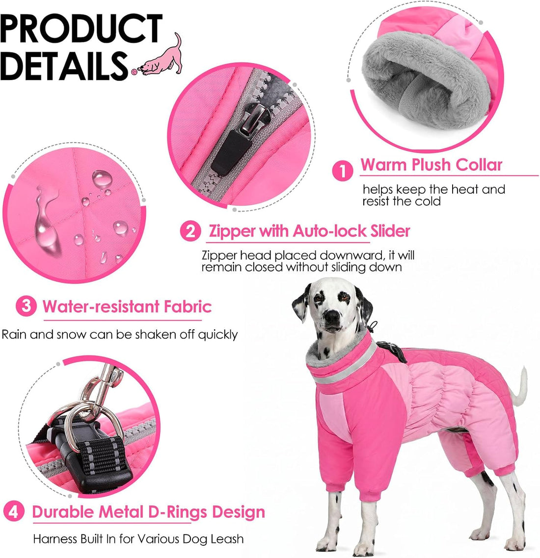 AOFITEE Dog Coats for Large Dogs Warm Full Body Dog Jacket