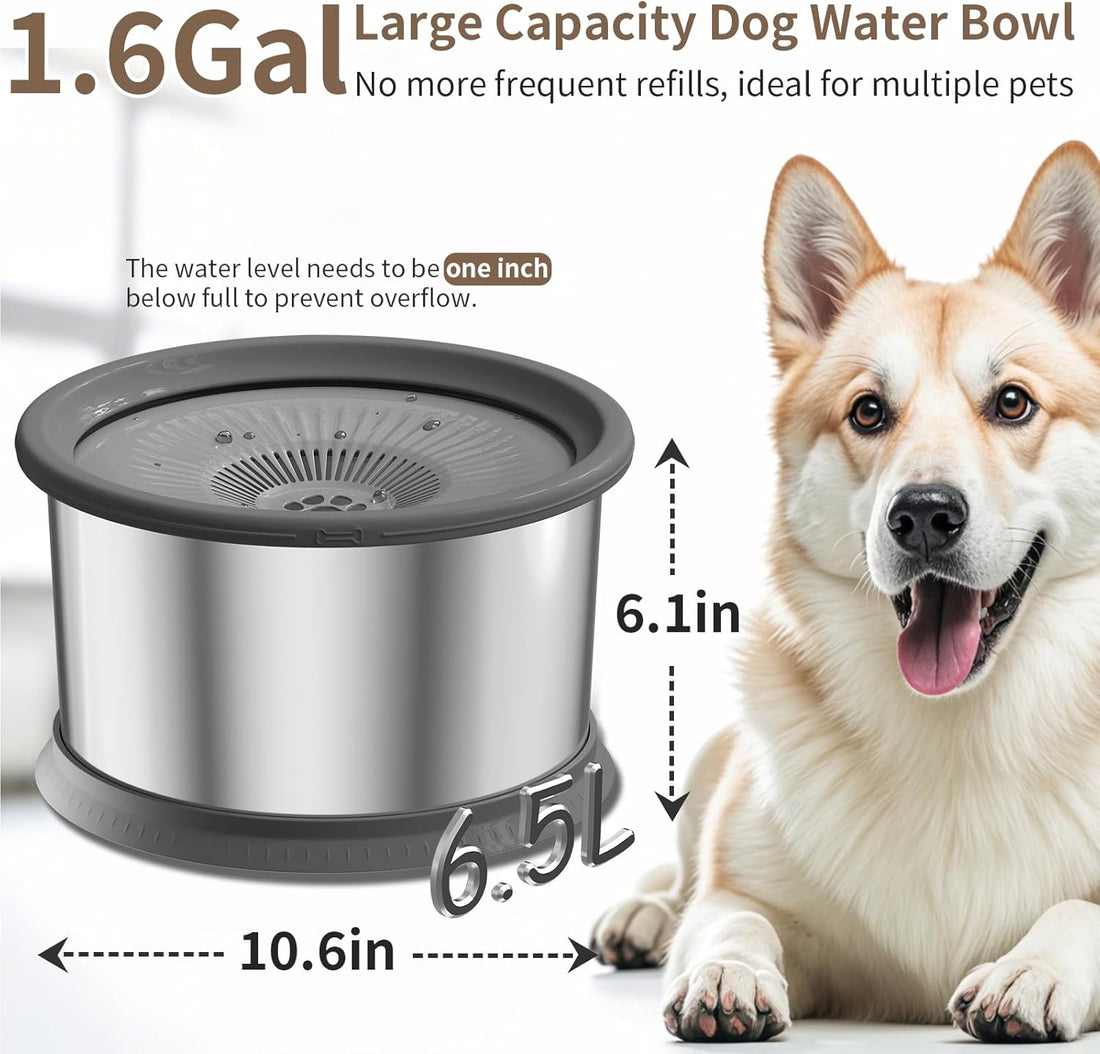 6.5L Dog Water Bowl No Spill 1.6 Gallon Stainless Steel Water Bowl