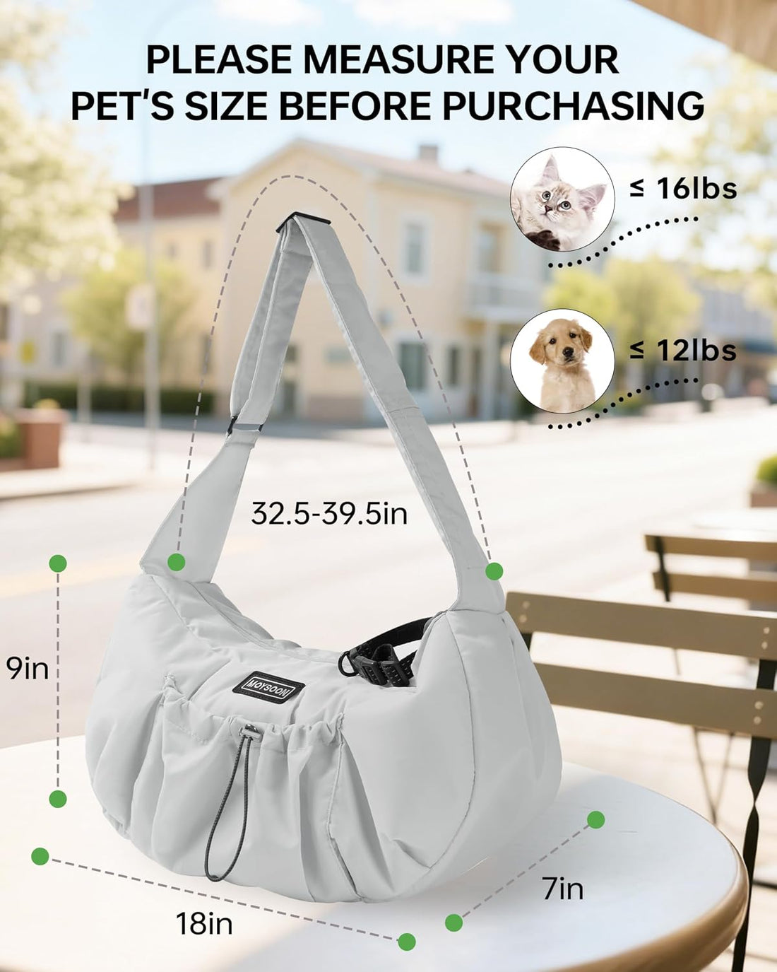 Puppy Sling Carrier for Small Dog 7-15 lbs.