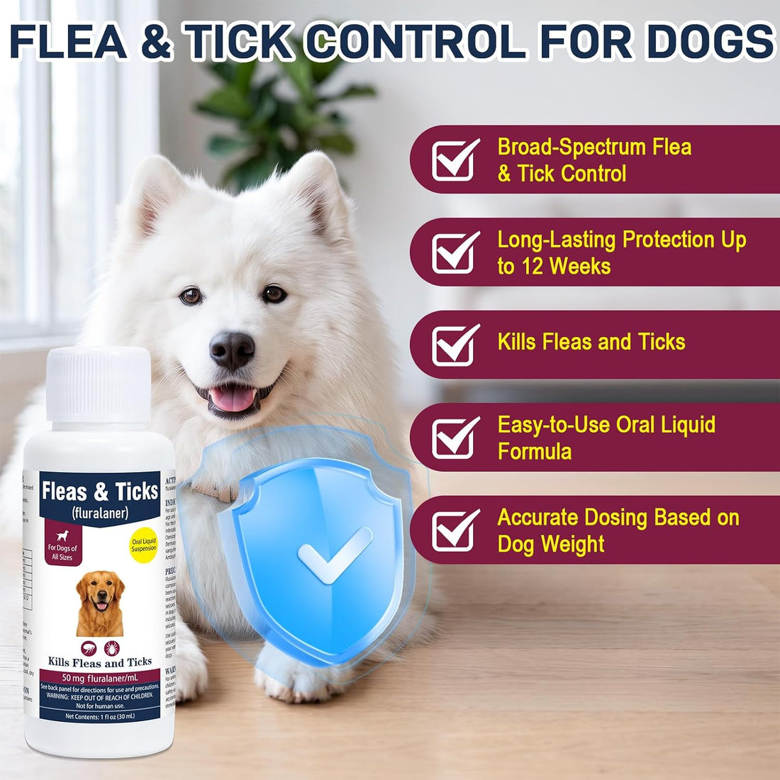 Flea & Tick Liquid Drops for Dogs, Oral Drops