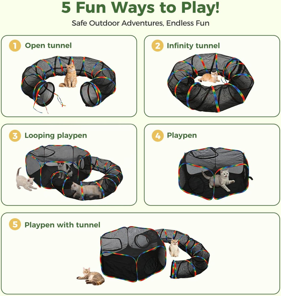 PAWZ Road Outdoor Cat Tunnel Portable Catio 2 in 1 Cat Tent & Play