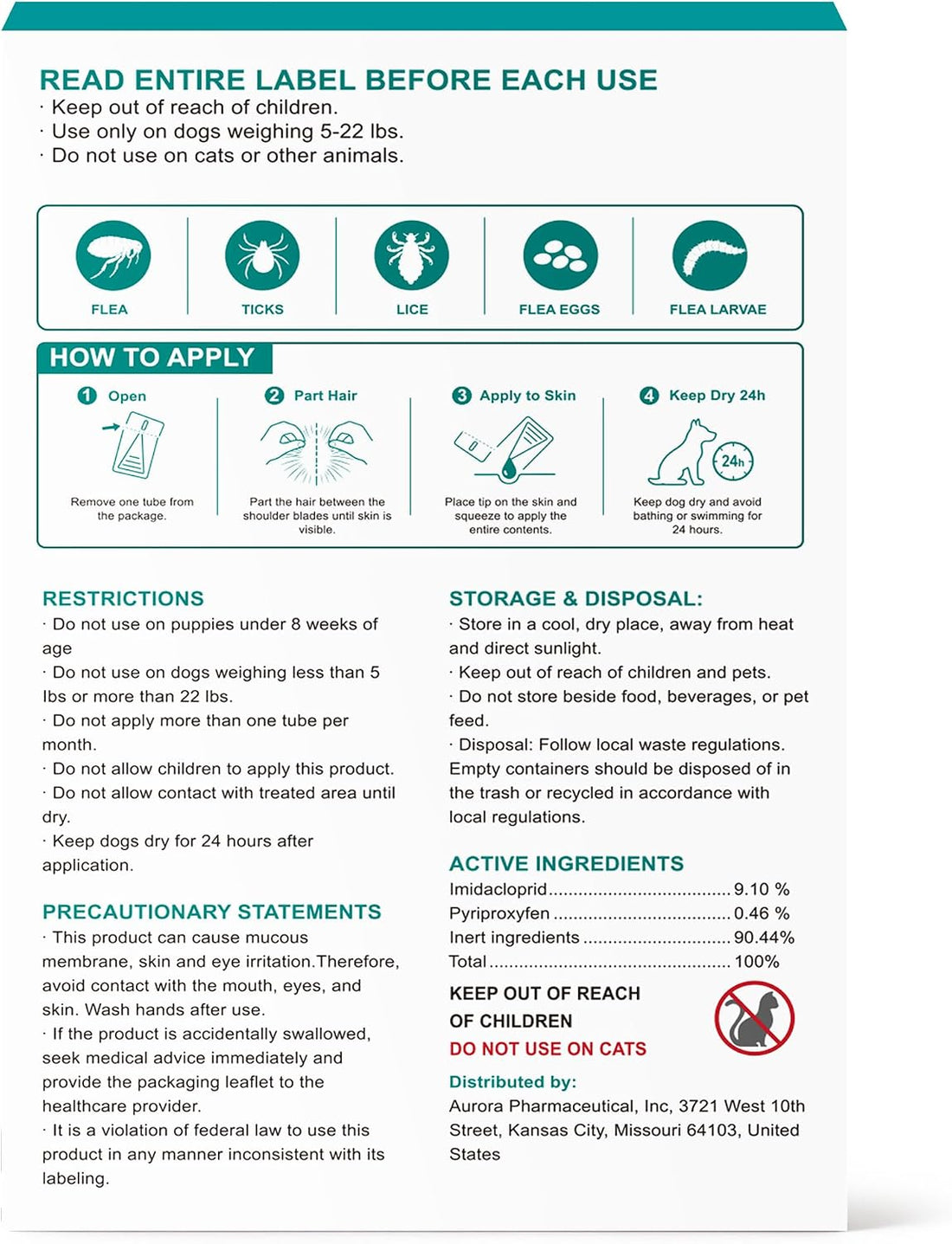 Flea and Tick Preventative for Dogs 5-22 lbs, Topical Flea Drops