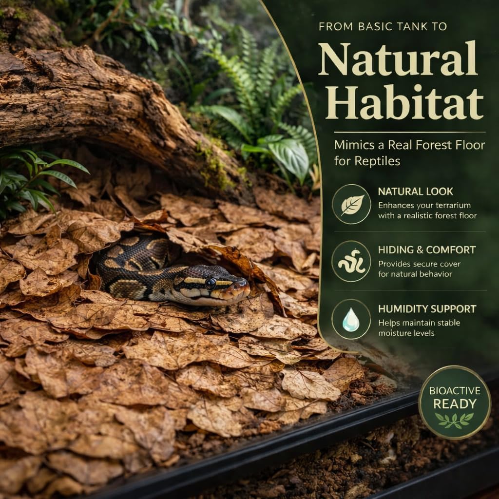 MAQIHAN 5oz Oak Leaf Litter - Dry Substrate for Reptiles Isopod