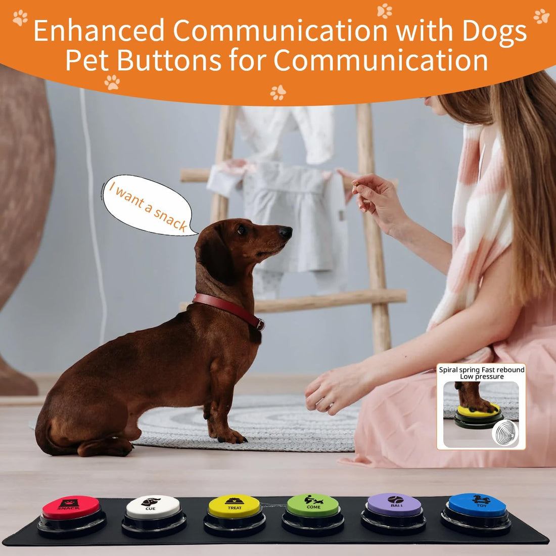 RIBOSY Set of 6 Recordable Buttons with Rubber Mat and 50 Training