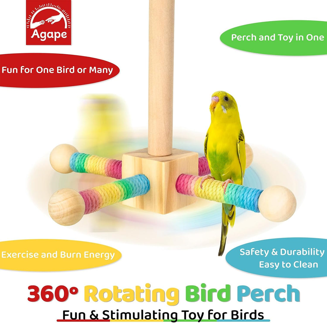 Agape Bird Toy, Rotating Interactive Parrot Toy