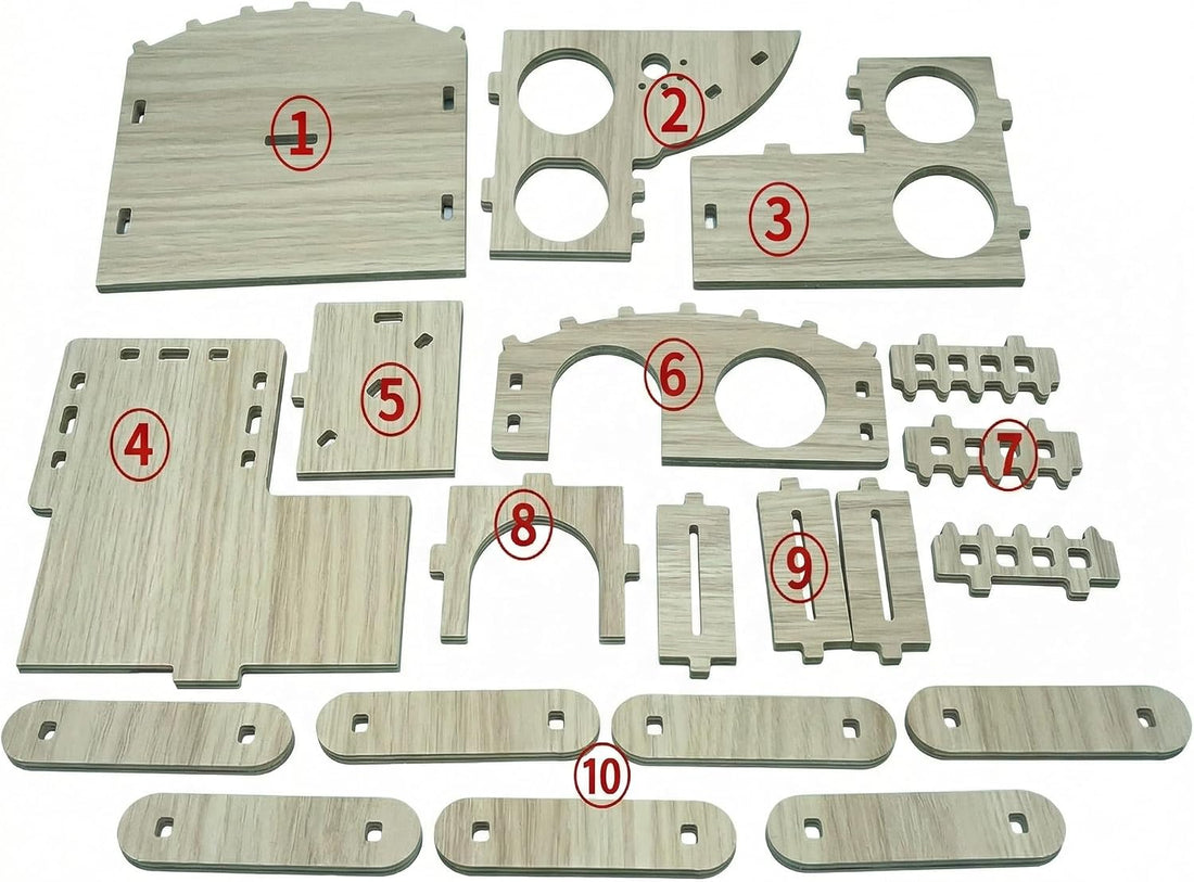 Multi-Chamber Wooden Hamster Hideout, House and Cage Accessory
