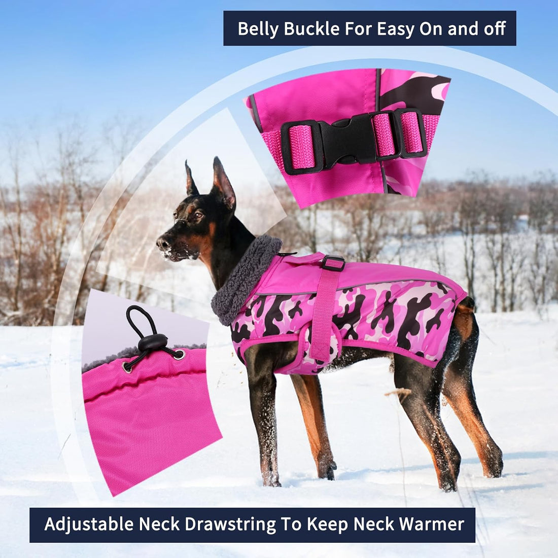 IECOii Extra Warm Dog Coat - Reflective Adjustable Jacket With Buckle