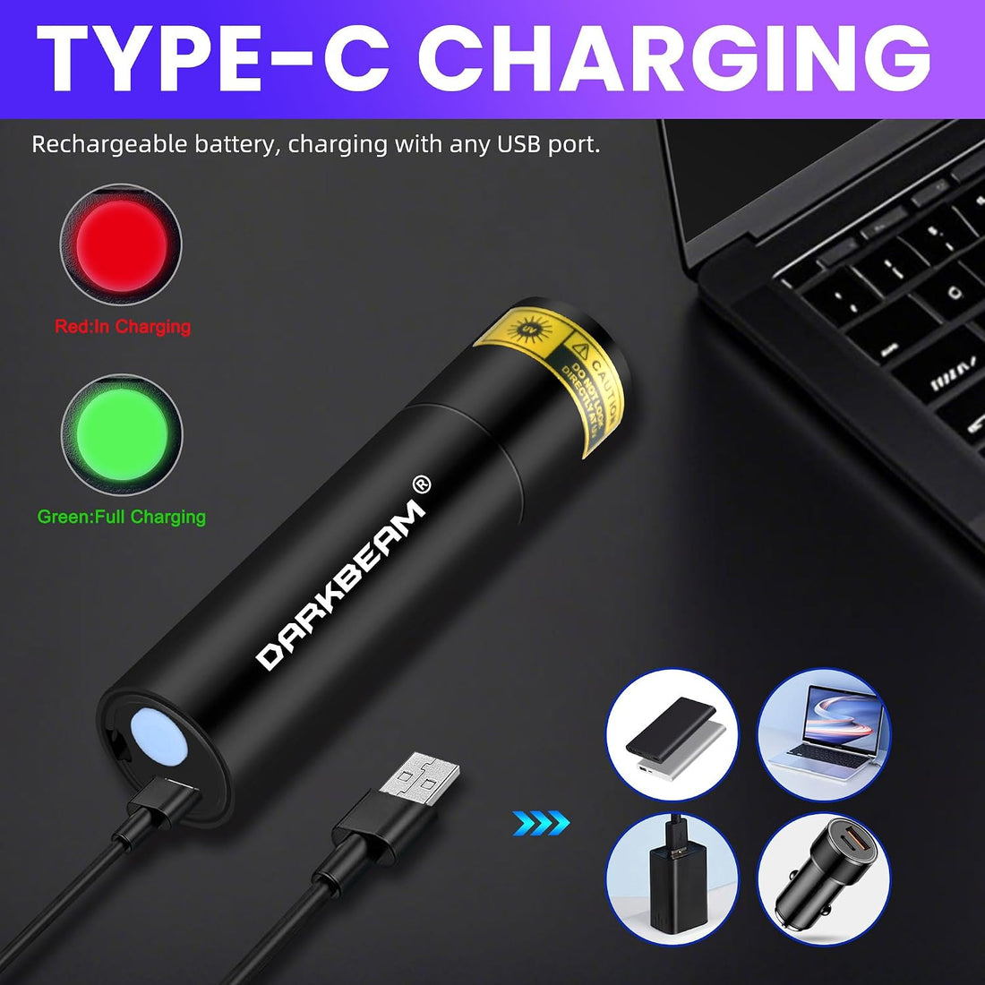 DARKBEAM UV Flashlight 365nm Filtered Black Light Woods lamp Small