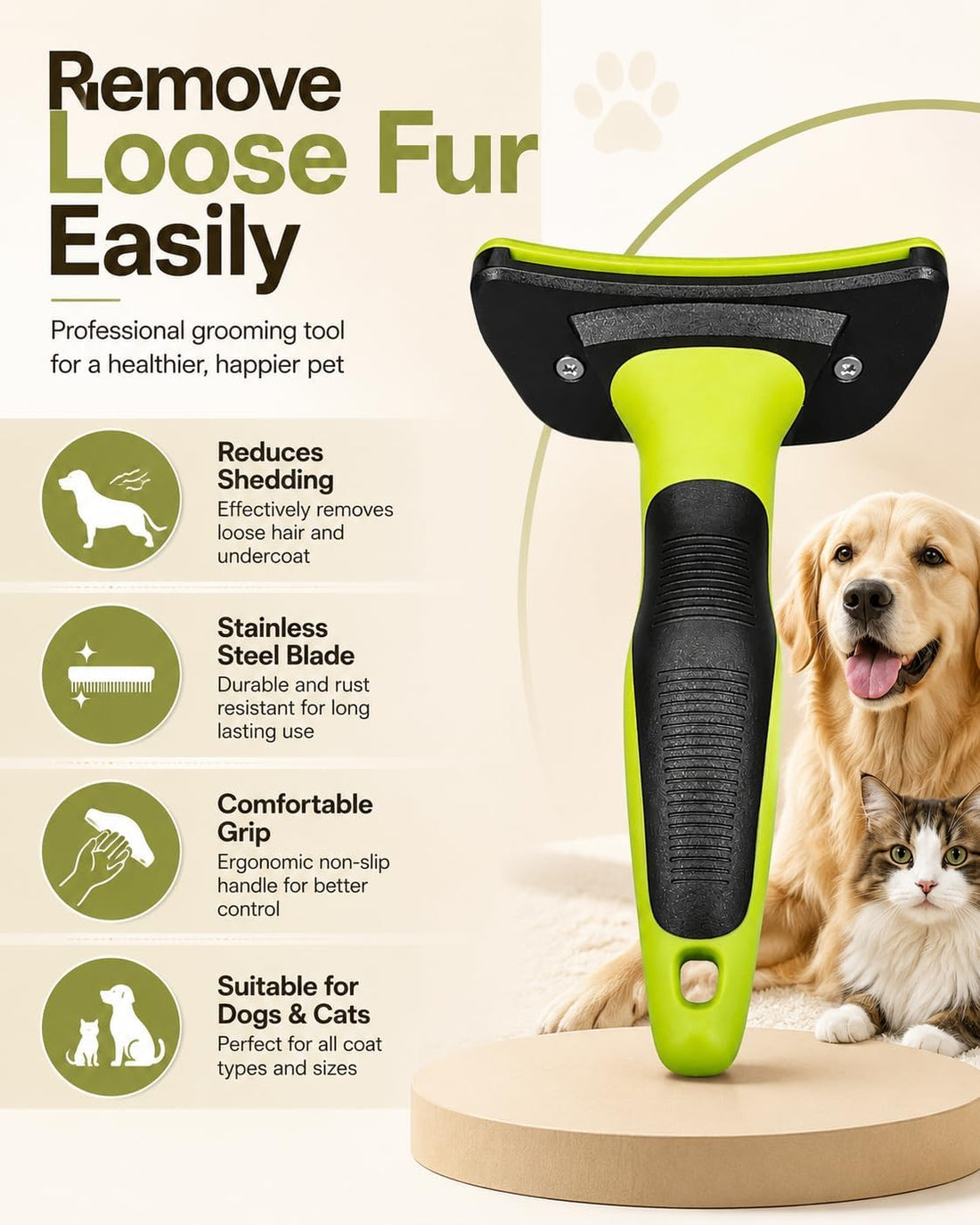 Deshedding Brush for Dogs & Cats