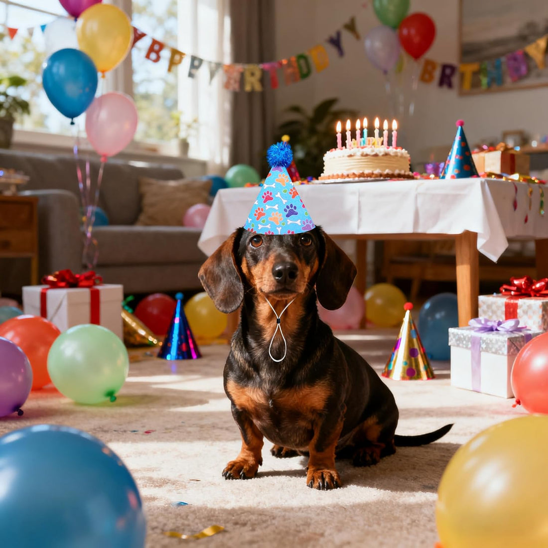 JpGdn 6pcs/Pack Dog Birthday Hat Party Hats Supplies for Small Medium