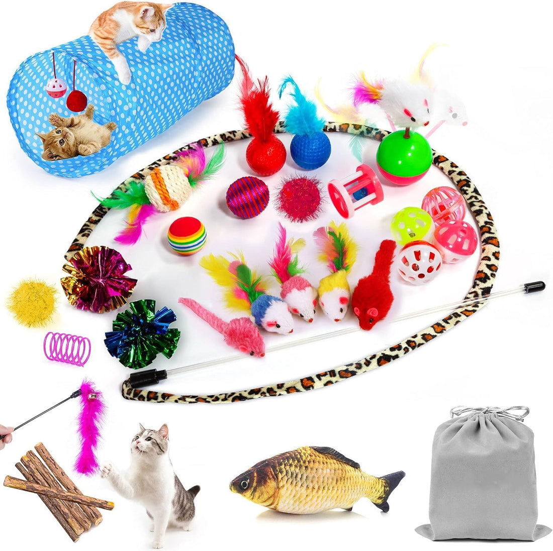 AILUKI 35 PCS Cat Toys Kitten Toys Assortments,Variety Catnip Toy Set