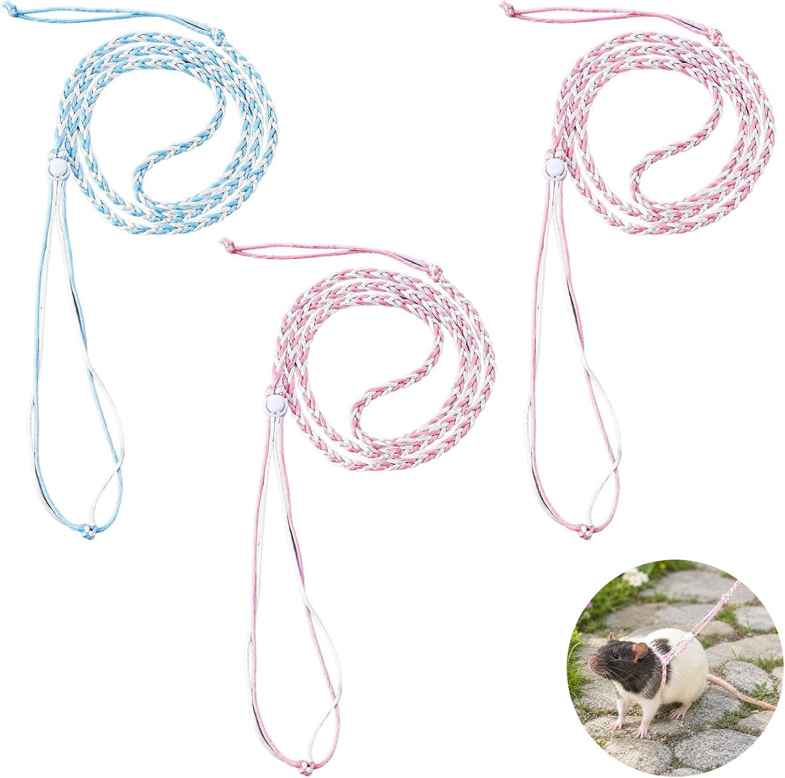 3 PCS Hamster Harness Leash Adjustable Small Animal Rope 57.87in