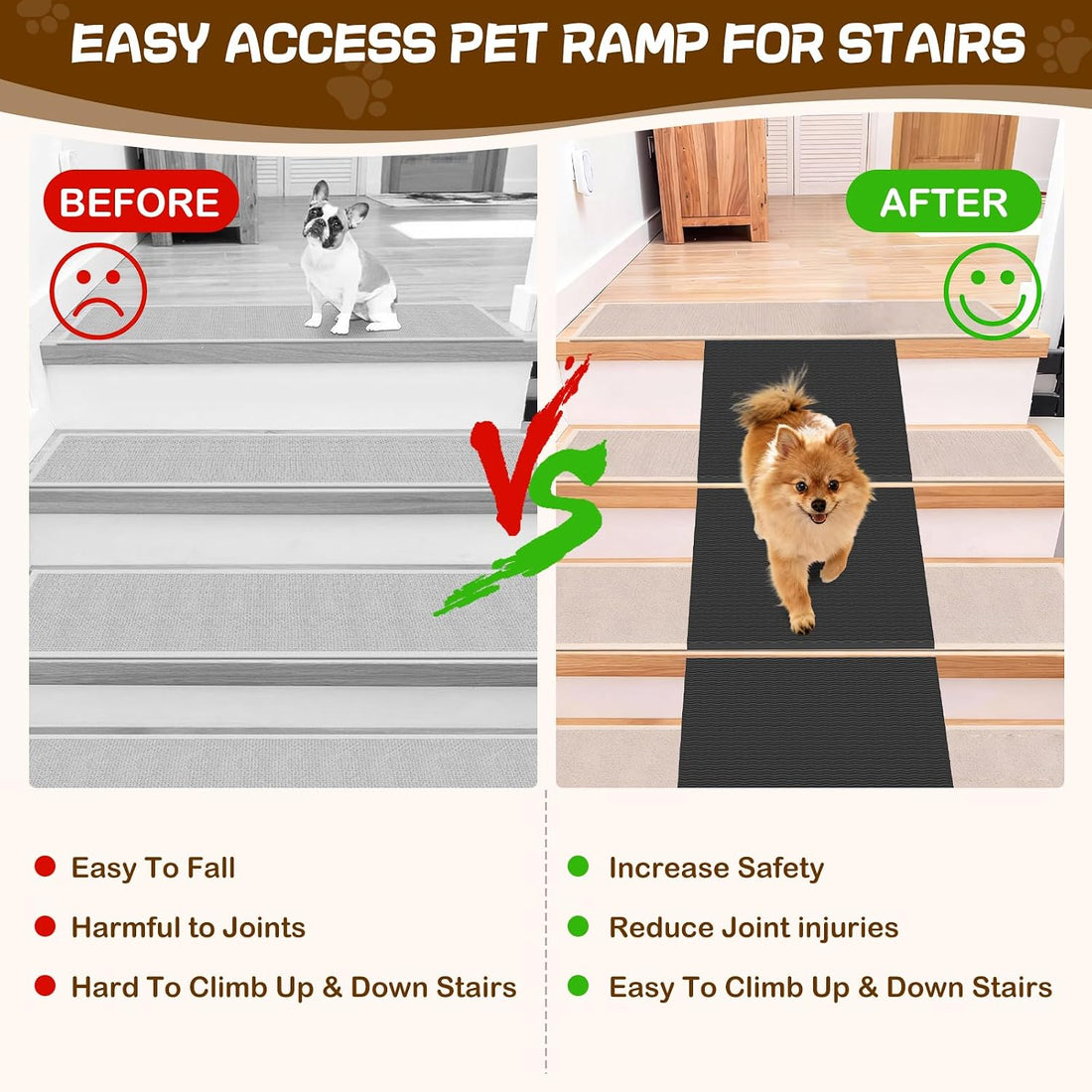 2PCS Dog Plastic Foam EVA Wedge Ramp for Indoor Stairs