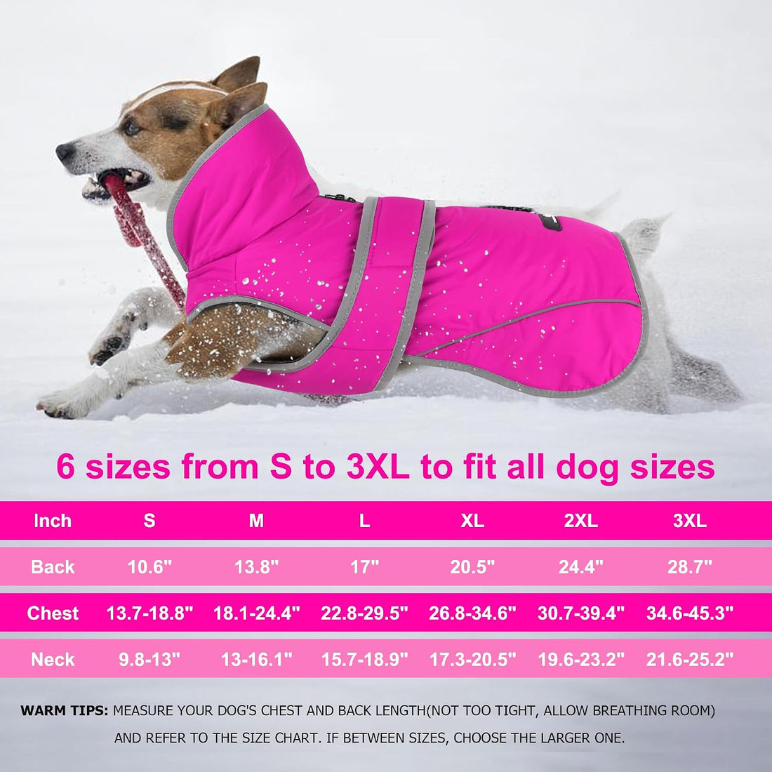 Dogcheer Dog Winter Coat, Waterproof Warm Dog Jacket with Adjustable