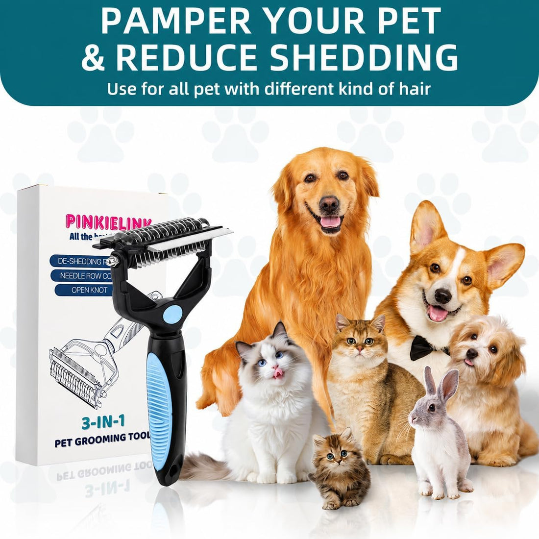 3-IN-1 Pet Grooming Tool - Undercoat Rake