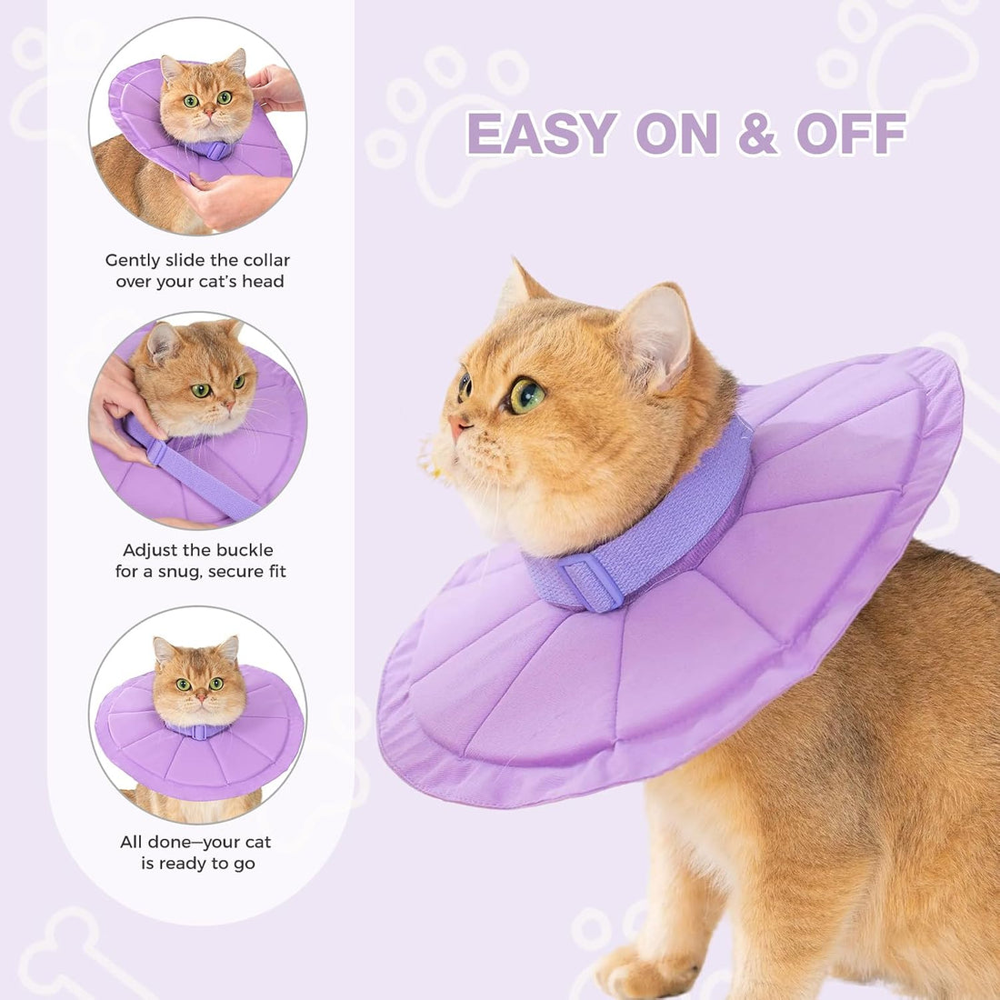 Avont Inflatable Cat Cone, Lightweight Recovery Collar, L