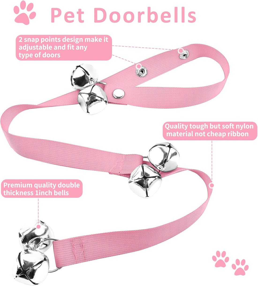2 Pack Dog Doorbells, Pet Training Bells for Outside Potty Training