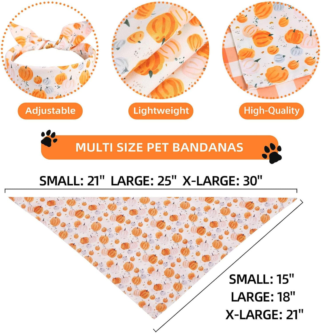 Fall Dog Bandanas 2PCS Large, Thanksgiving Pumpkin Leaf Scarf