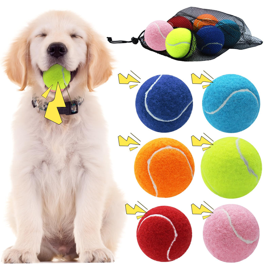 Swingers Squeaky Tennis Balls for Dogs,2.5 inch Training Tennis