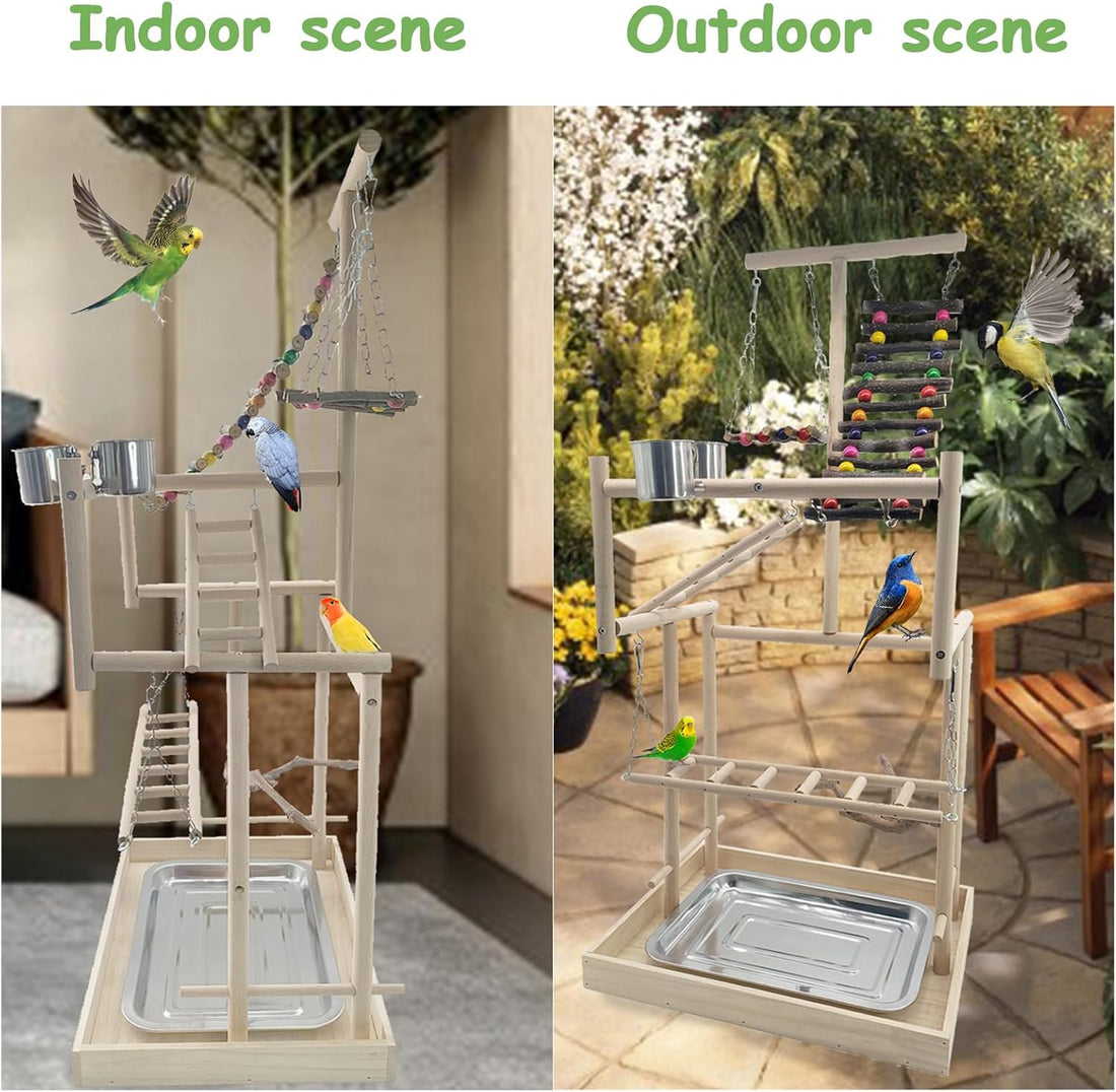 Hamiledyi 4 Layers Large Bird Playground 32" H Pet Parrot Playstand