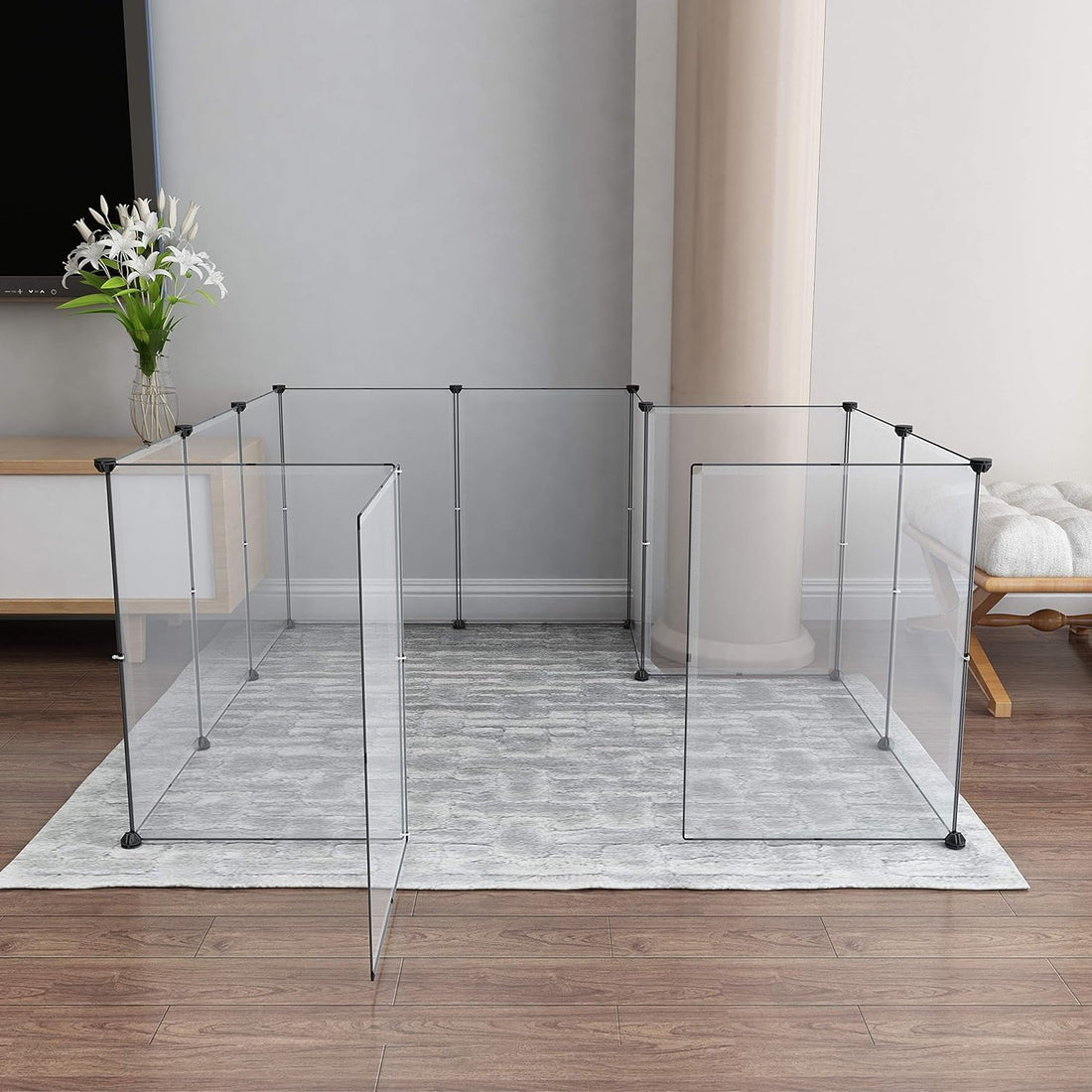 LURIVA Large Transparent Pet Playpen, 28" H x 20" W, Dog Playpen