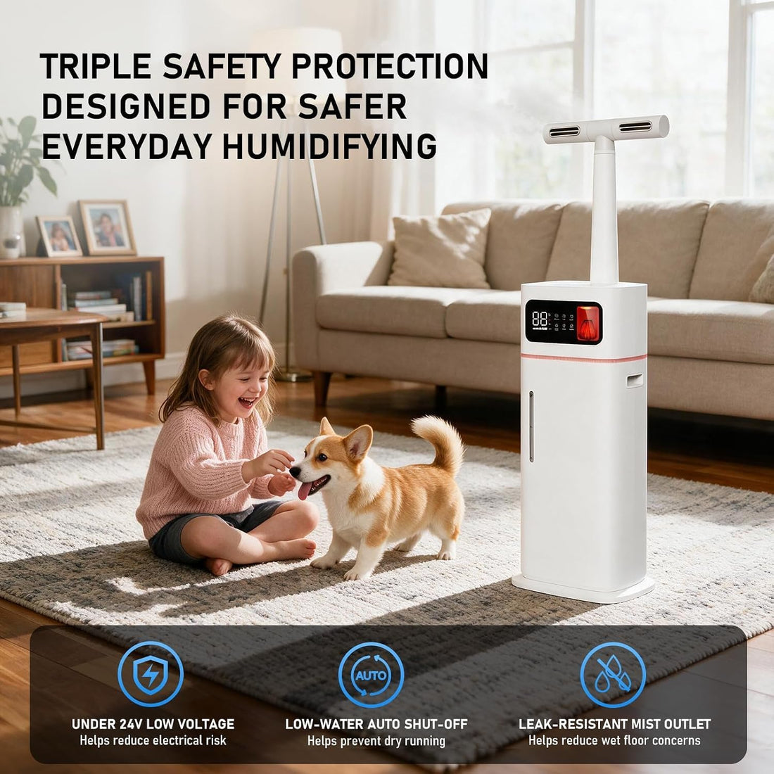 20L Cool Mist Humidifier for Large Rooms, Top Fill with Remote Control