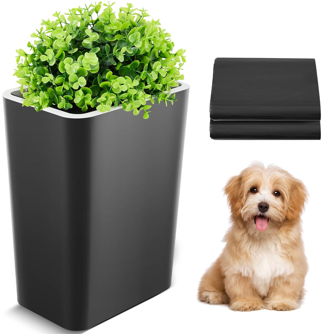 Jingmore Dog Poop Trash Can Outside 3.96 Gal/15 L Plant Styled Dog