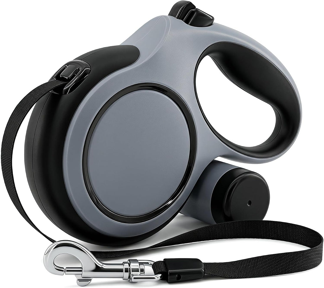 Retractable Dog Leash 26ft for Large Dogs up to 110lbs, Gray