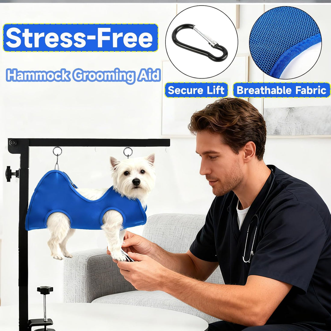 Dog Grooming Arm for Table, for Small Dogs, Haunch Holder&with Hammock