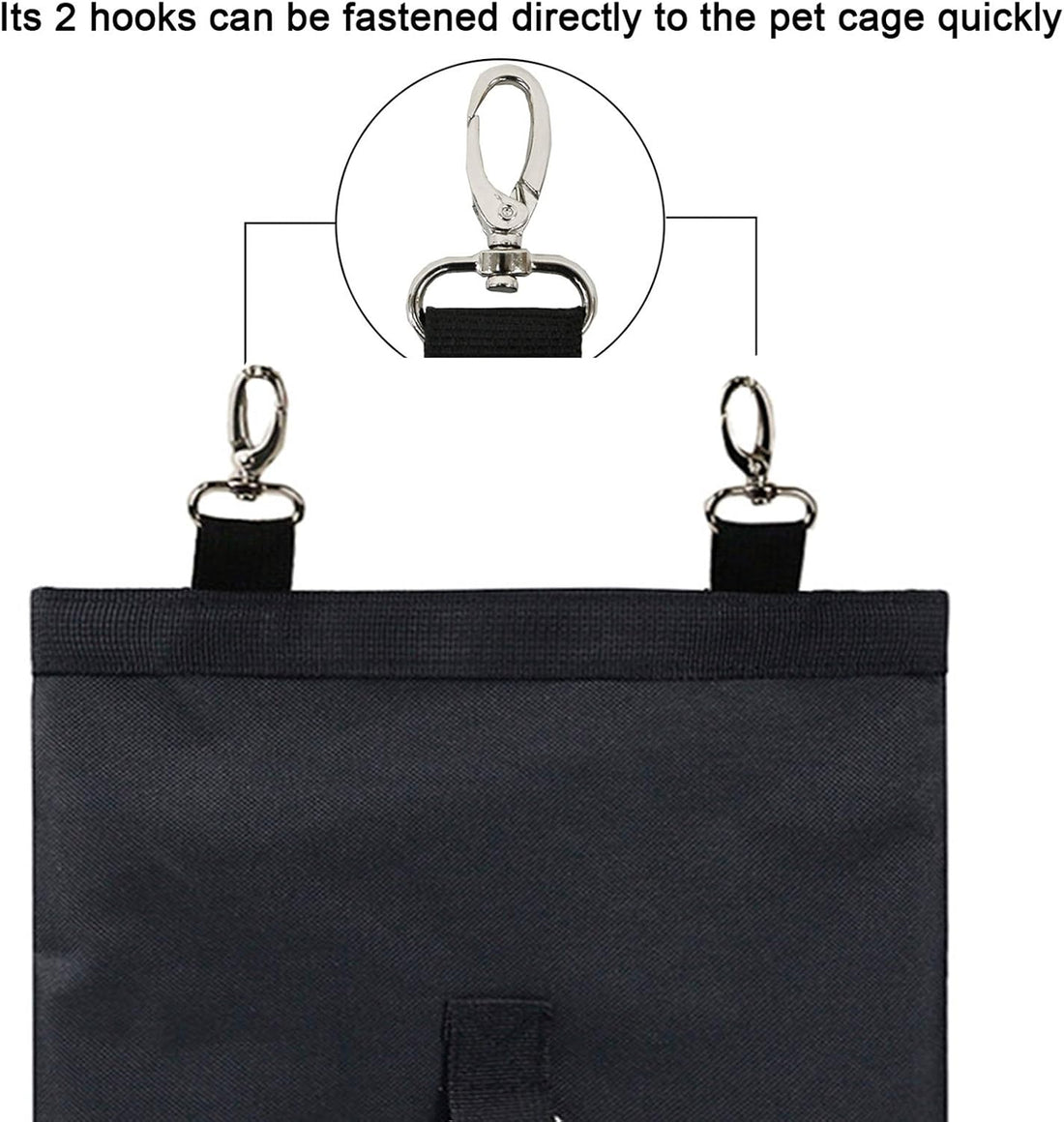 Rabbit Hay Feeder Bag Hanging Hay Rack (Black, 2 Windows)