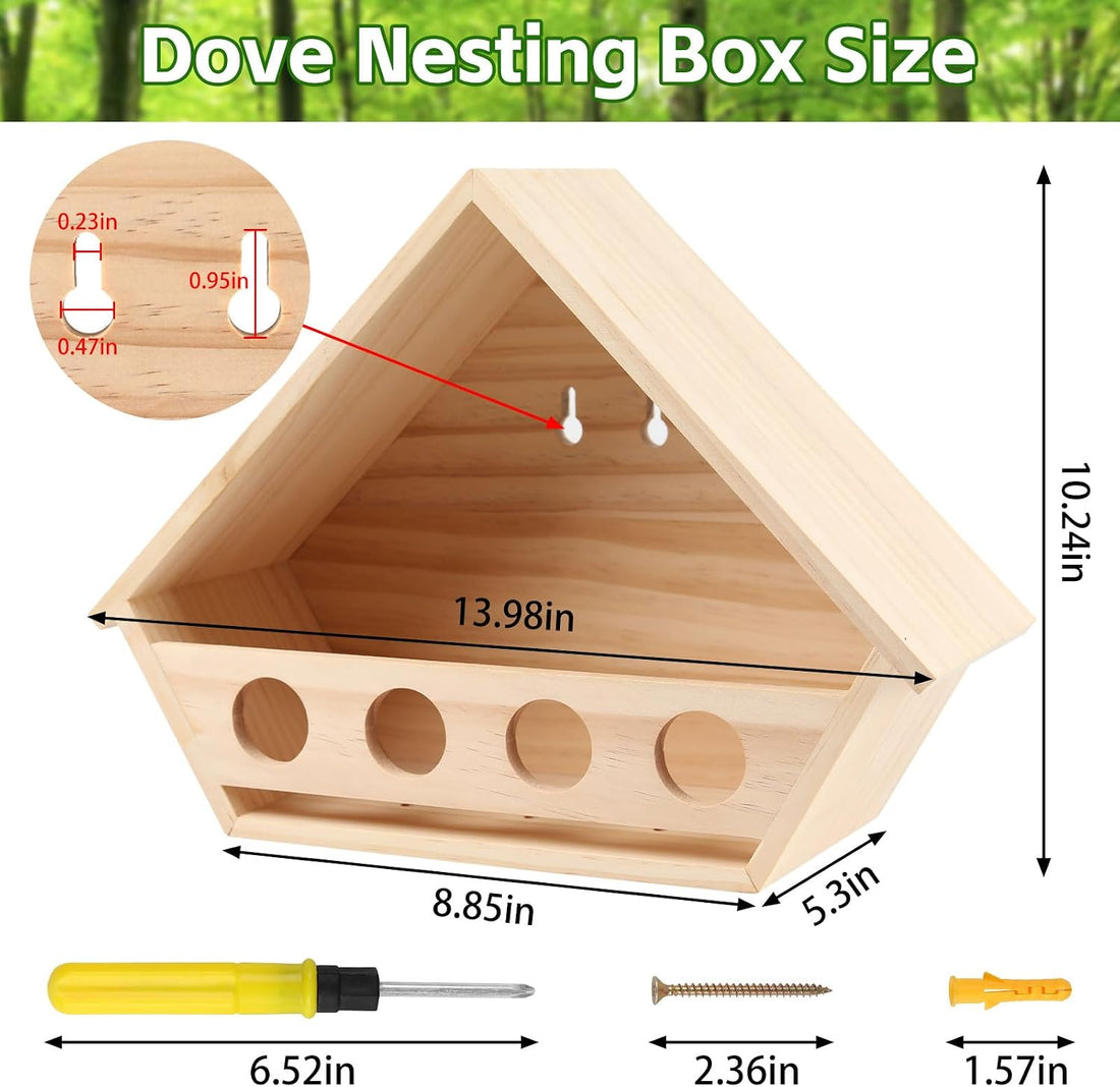 Dove Bird House for Outside, Wooden Mourning Dove Nesting Box