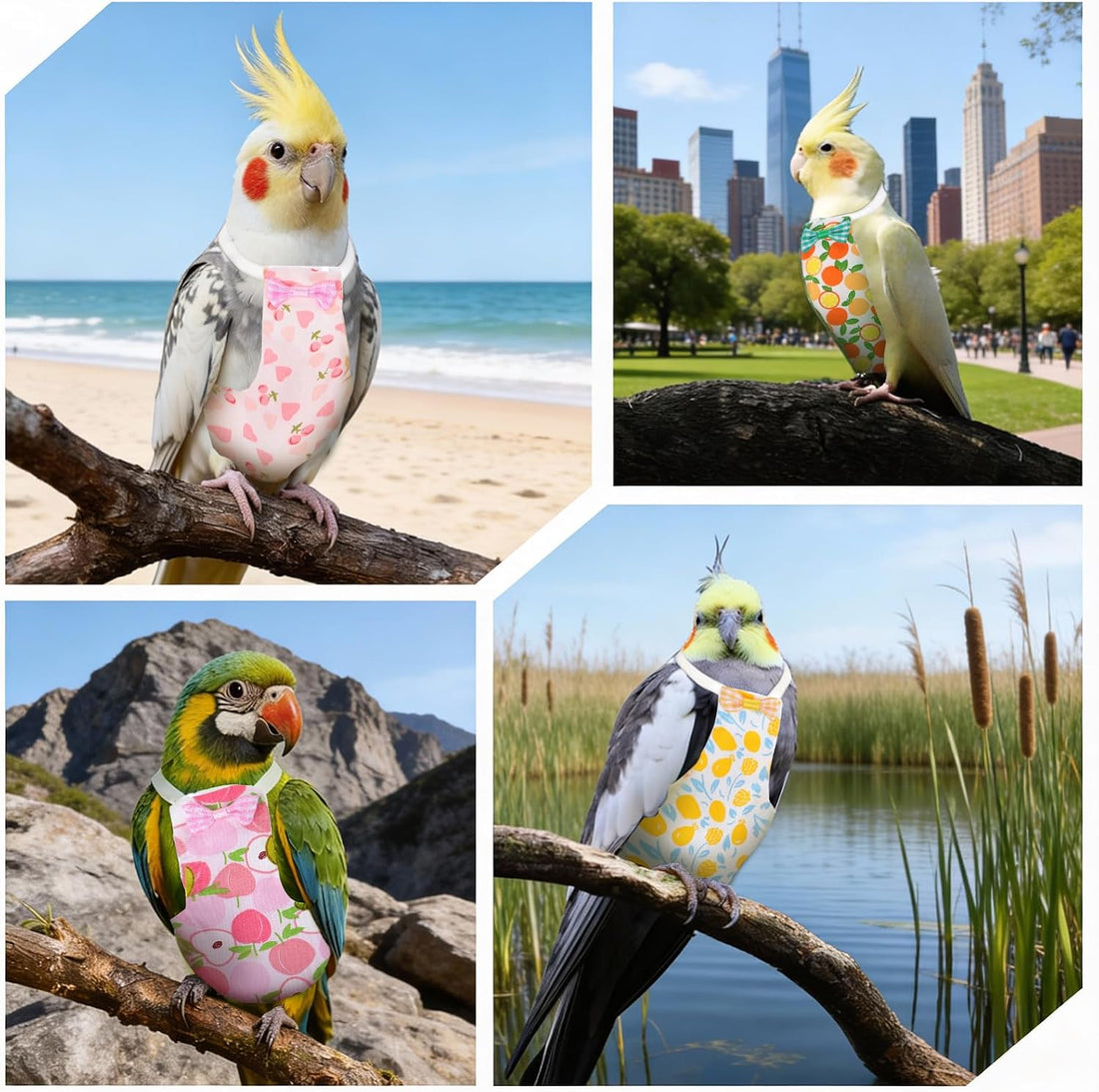4 Pcs Bird Diaper, Reusable Parrot Diaper with Waterproof Inner