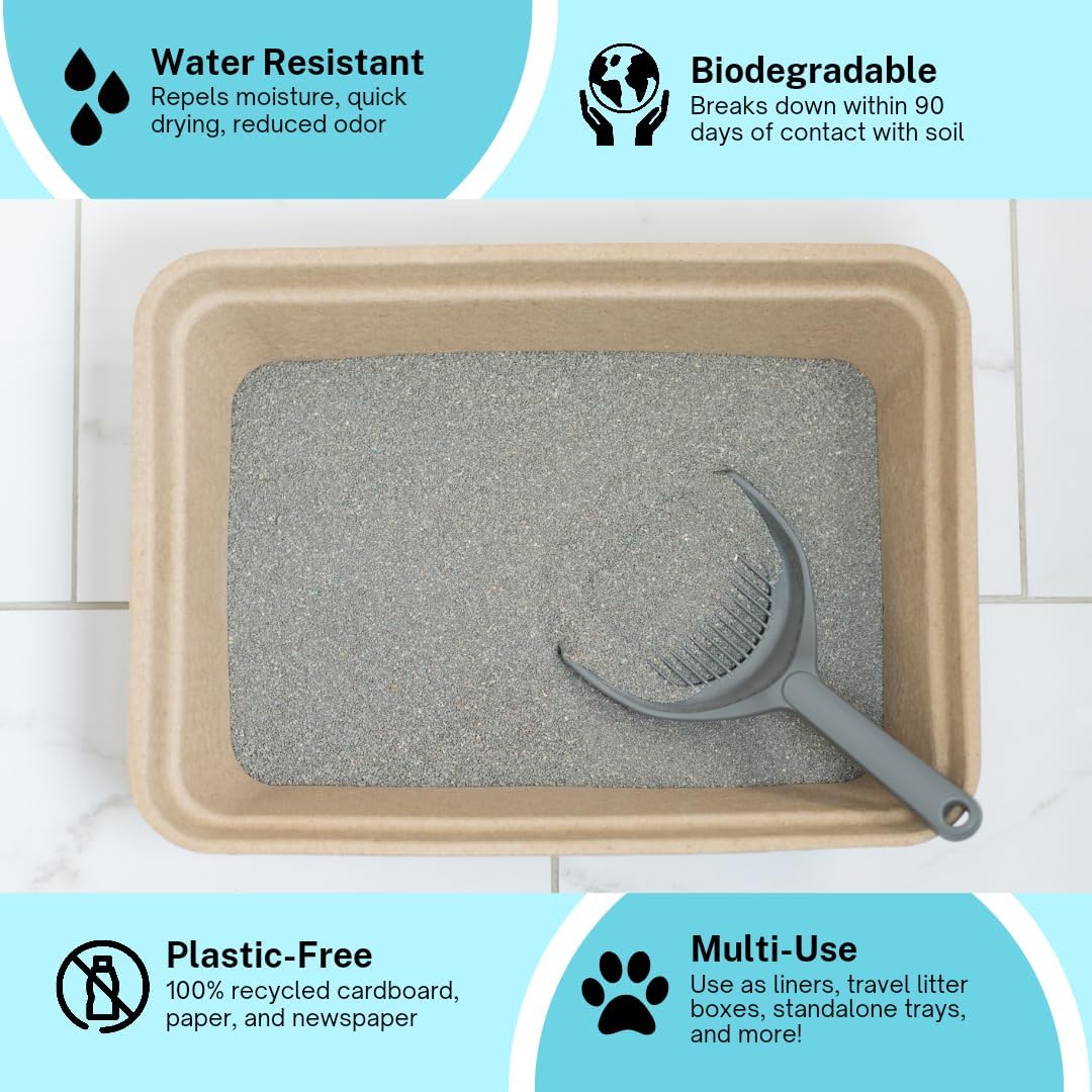 Luli & Cat Disposable Litter Boxes for Cats | Large Sized 4-Pack