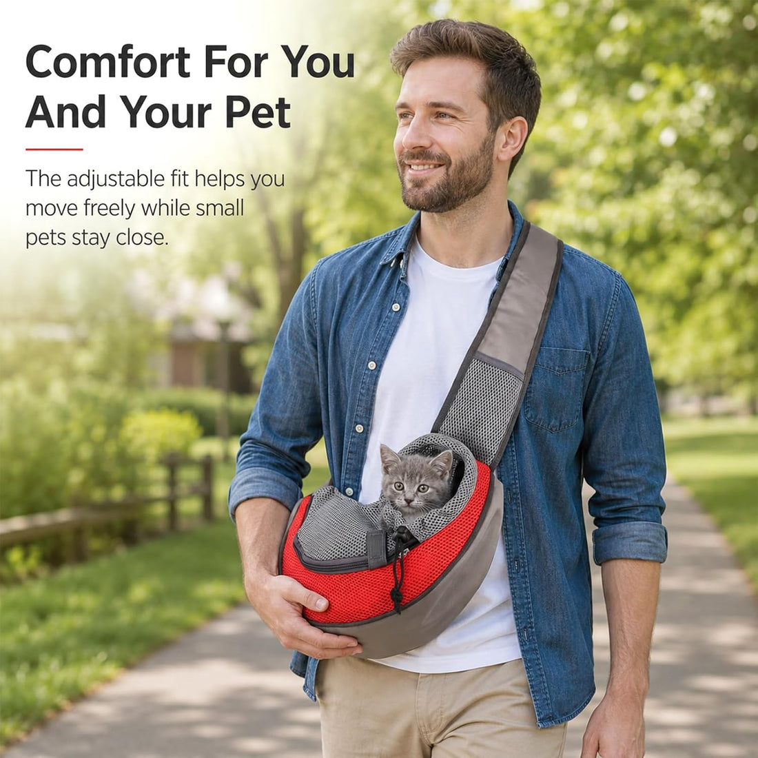 Pet Sling Carrier for Small Dogs Cats, Fits Pets Up to 5 lbs