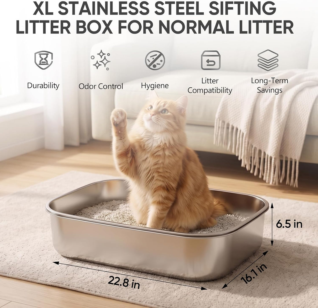 Stainless Steel Sifting Litter Box with Lid