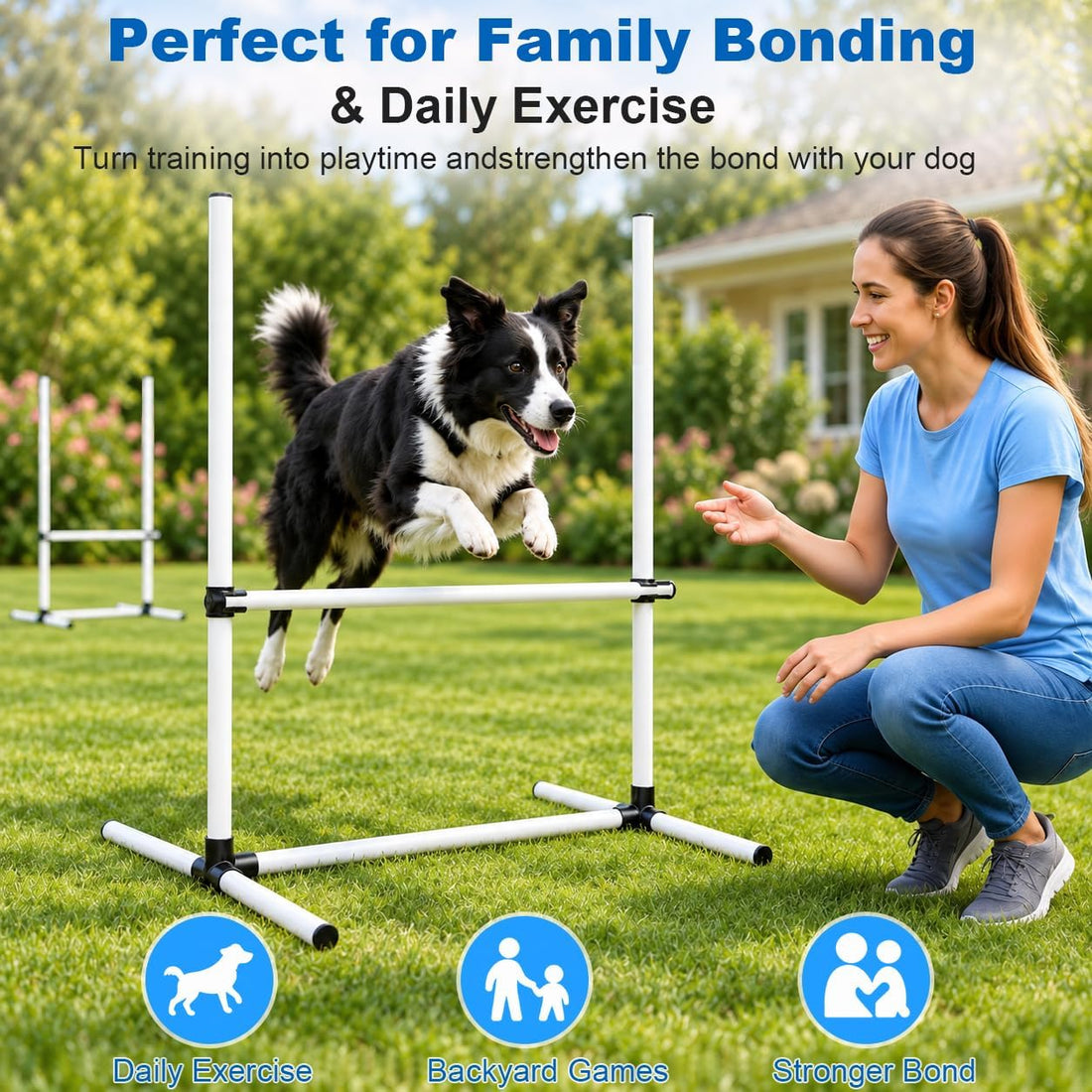 Dog Agility Hurdle Set with 32 Adjustable Bars & Ground Stakes