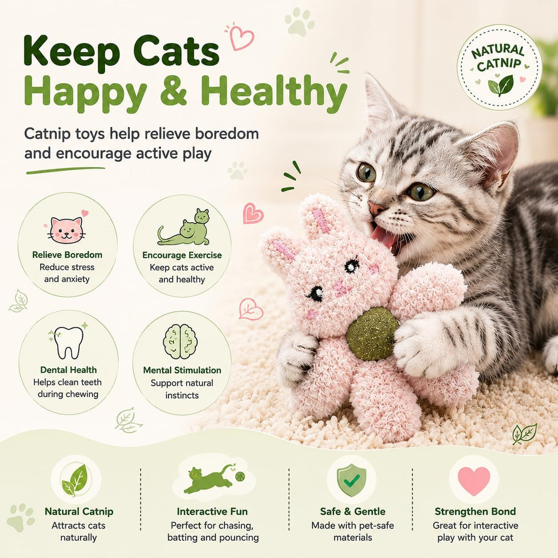 Plush Catnip Toys for Indoor Cats