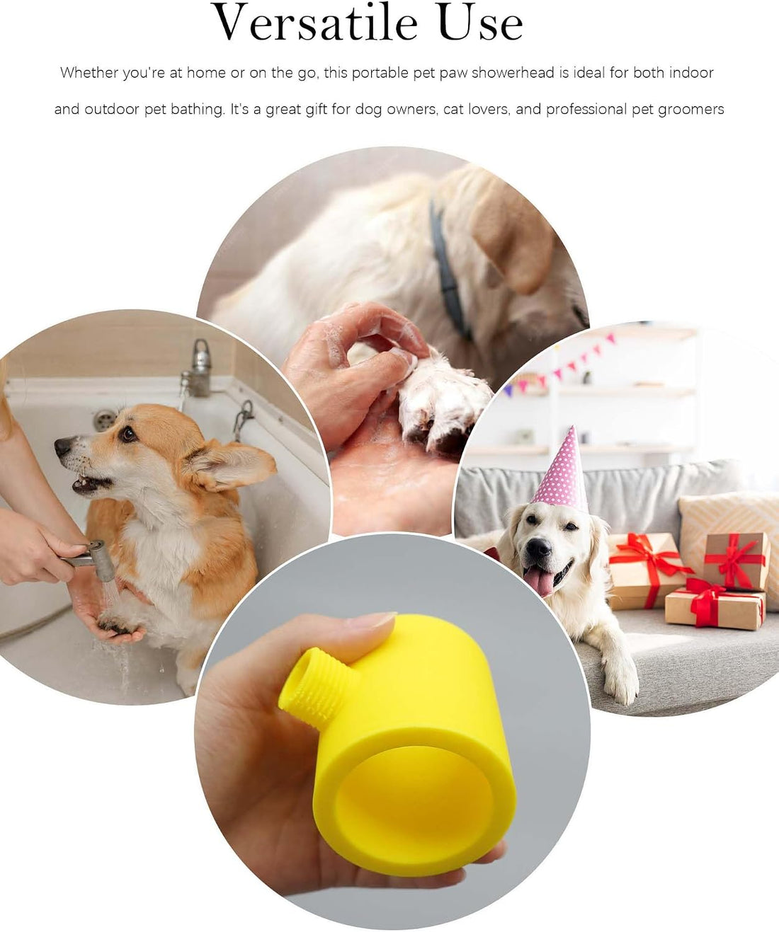 Pet Paw Showerhead - 360° Inward Spiral Dog Shower Attachment