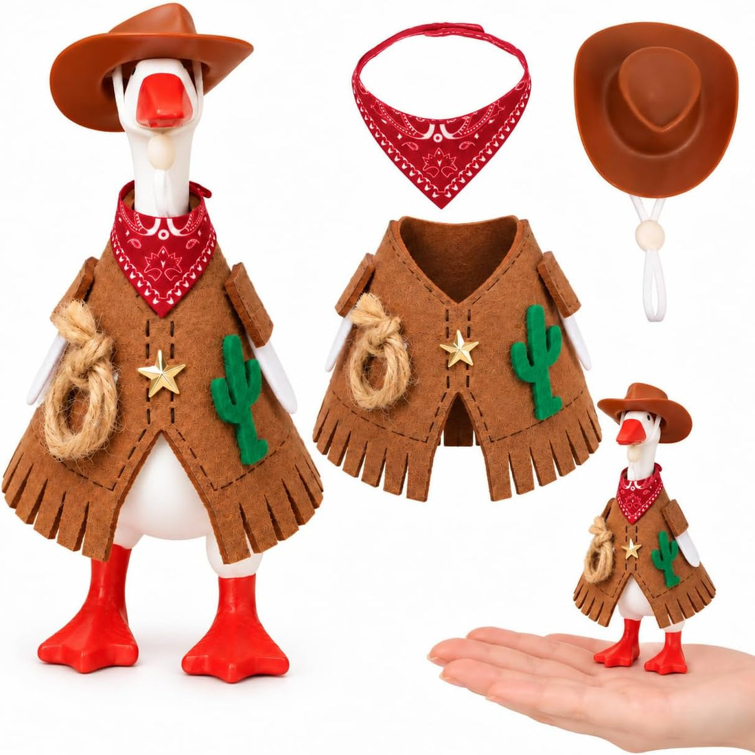 7 Inch Desk Goose Cowboy Outfit