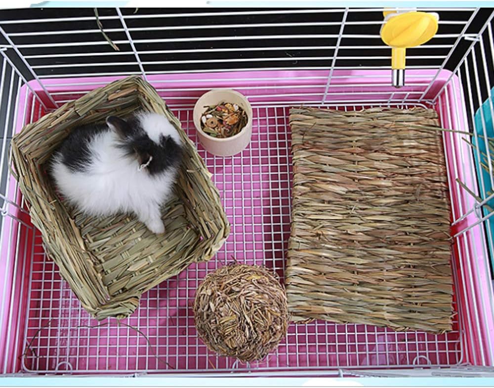 Hamiledyi Grass Mat Woven Bed Mat for Small Animal Bunny Bedding