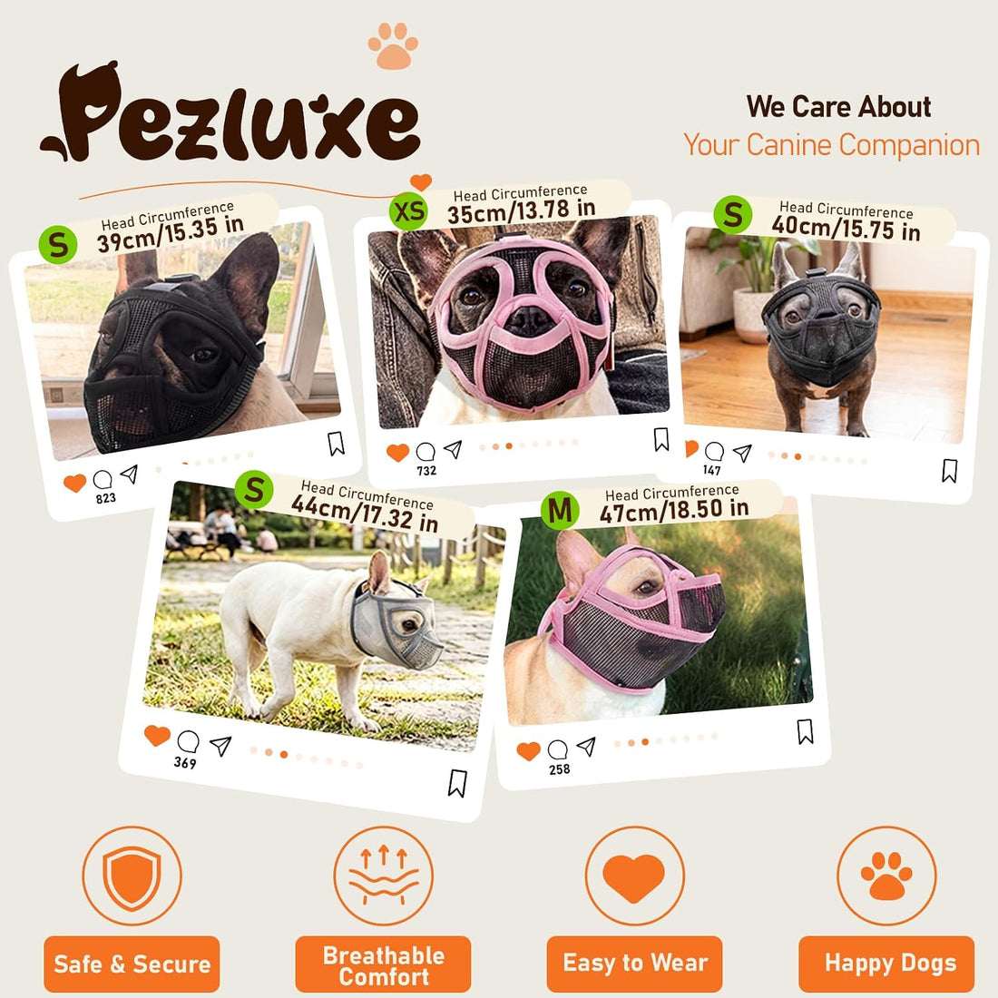 Pezluxe Short Snout Dog Muzzle