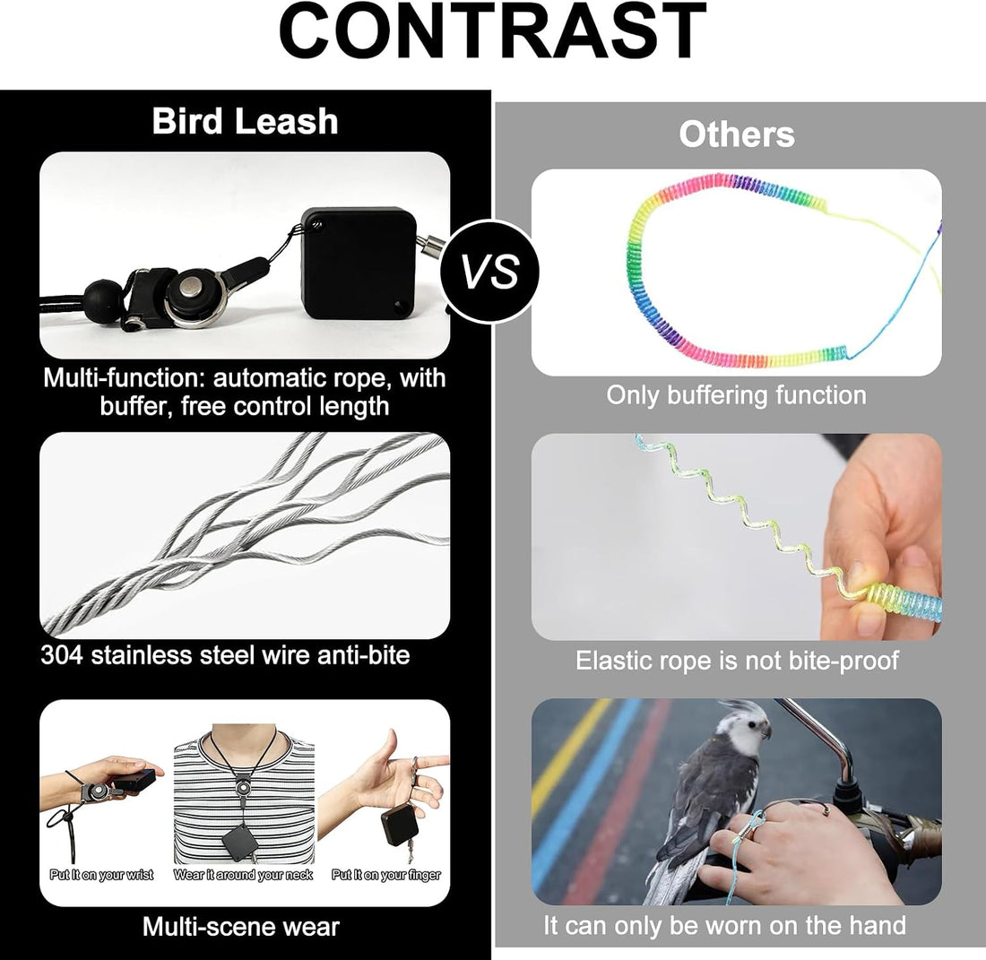Retractable Bird Leash,Parrot Flying Rope,Anti-Bite Wire Rope Parrot
