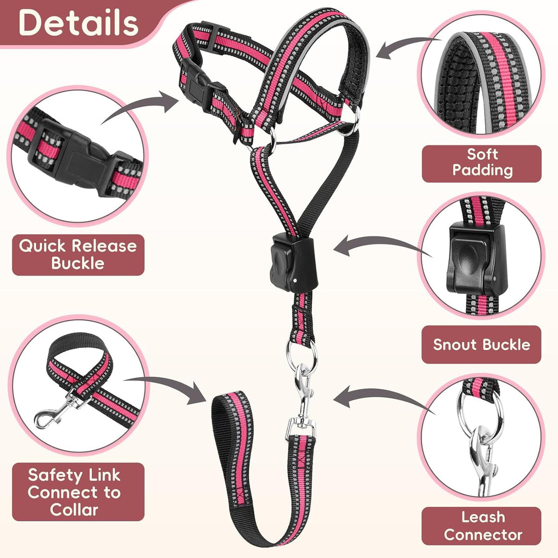 BARKLESS Soft Dog Head Collar for Large Medium Dog