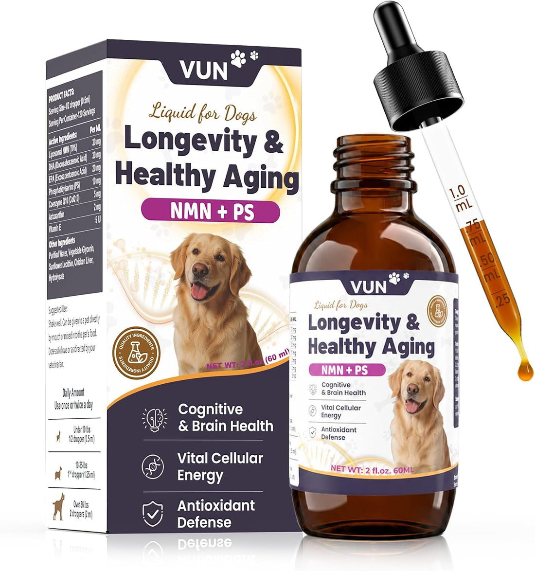 VUN NAD+ Longevity Drop for Senior Dogs Cognitive & Nervous System