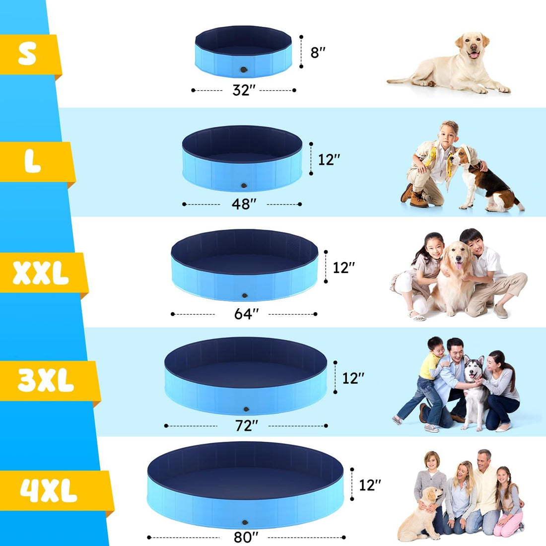 Niubya Foldable Dog Pool, Collapsible Plastic Dog Swimming Pool