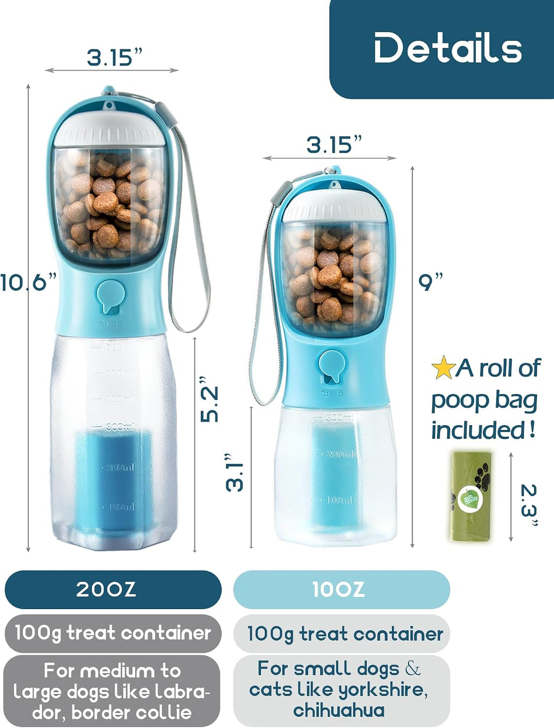 MoonyMars Portable Water Bottle for Dogs