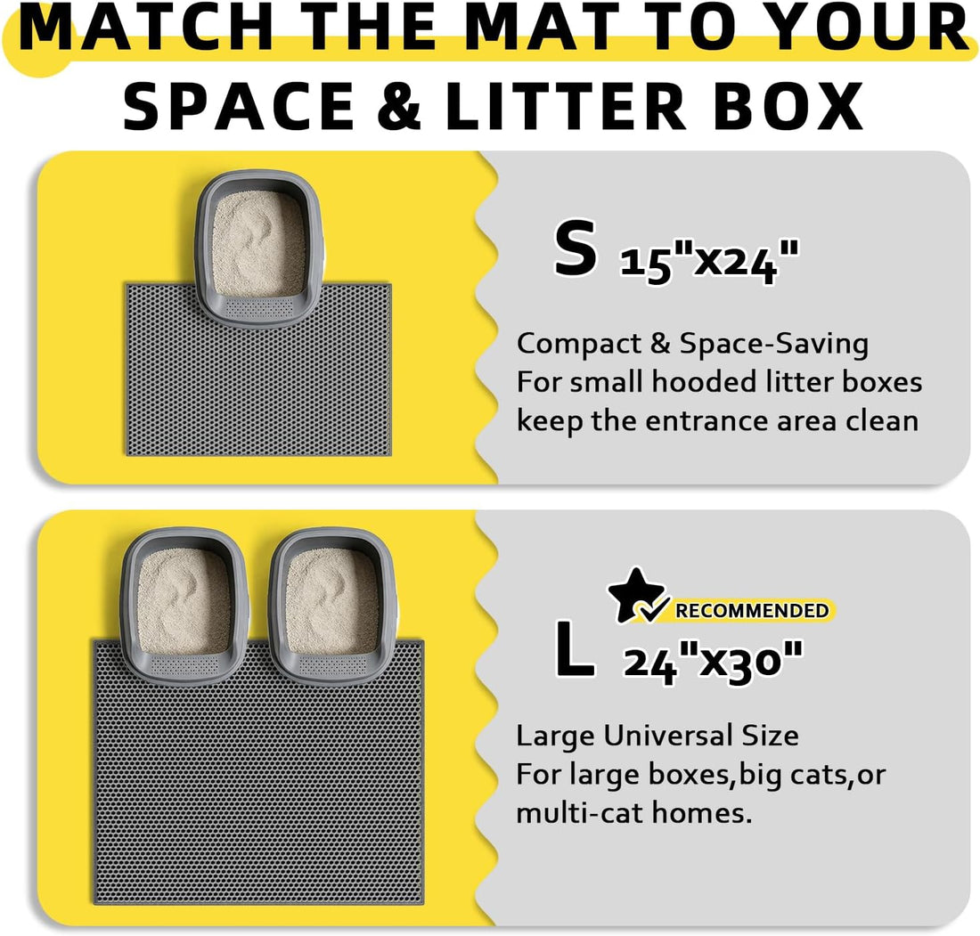 Kaxionage Cat Litter Mat, 30"X24" Large Double Layer Litter Trapping