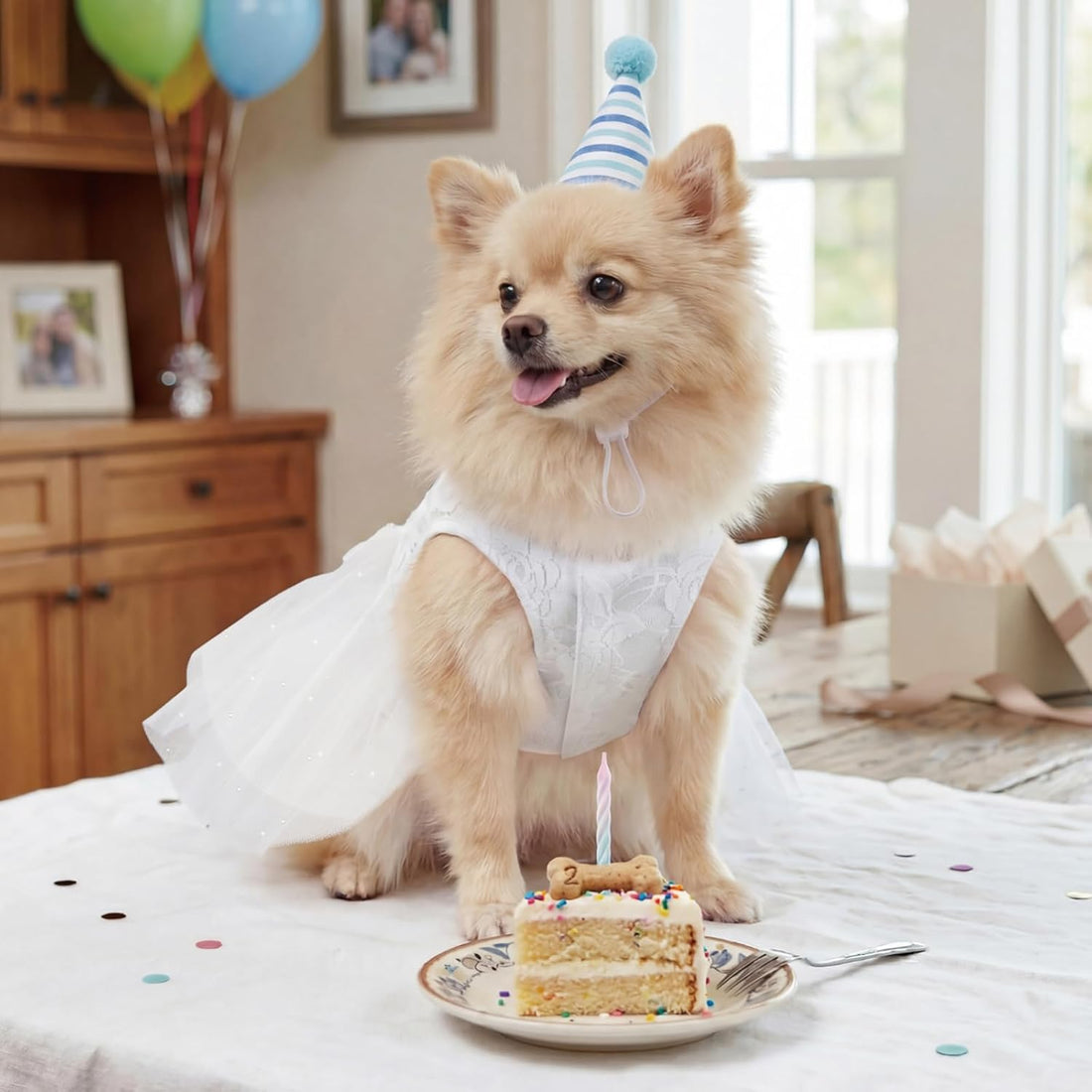 XPUDAC Dog Wedding Dress for Small Medium Dogs Girl, White, S