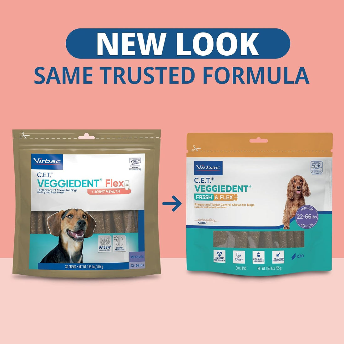 C.E.T. Veggiedent Fr3sh & Flex Plaque and Tartar Control Chew for Dogs